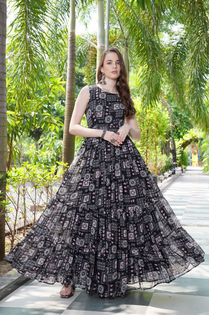 Glamours By Chansi Trendz CT 16 Multilayer Georgette Printed Gown Suppliers In India